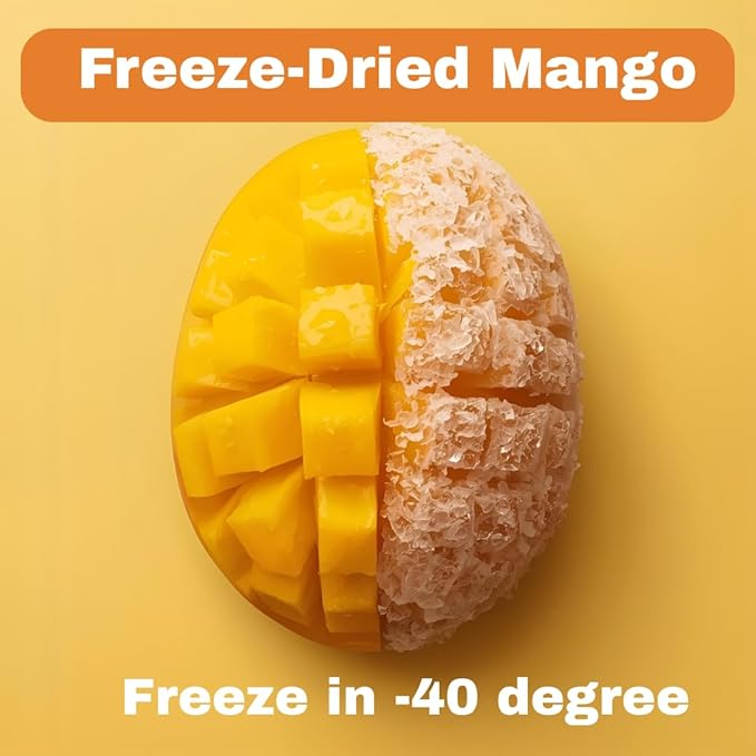 Juju-Oops Freeze-Dried Mango Snack Packs | 100% All Natural Crunchy &amp Healthy | Family Party Size – Best Snack for Kids &amp Adults | Non-GMO No Sugar &amp Additives Added Vegan Gluten free