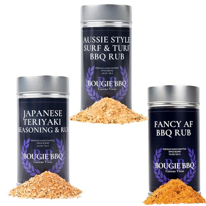 Flavor Field Trip Trio – Fancy AF Teriyaki &amp Aussie Surf‑Turf Seasonings | Back‑to‑School Grill &amp Snack Set by Gustus Vitae