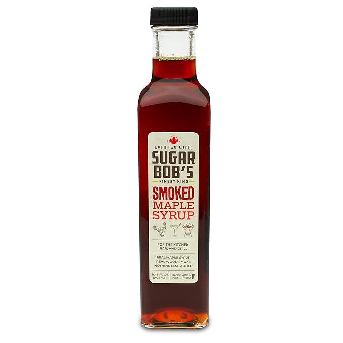 Sugar Bob’s Finest Kind - Smoked Maple Syrup Real Maple Syrup Infused with Wood Smoke Made in Vermont For the Bar Kitchen and Grill 8.45 fl oz