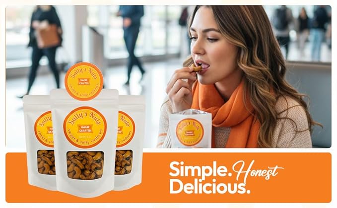 Sally's Nuts - Premium Hand Crafted Sweet &amp Salty Nuts - Vegan Gluten Free Preservative Free Certified Kosher Hand Made in Small Batches (16oz Cashew)
