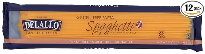 Delallo Gluten Free Corn &amp Rice Spaghetti Pasta Non-GMO 12 Oz (Pack of 12)
