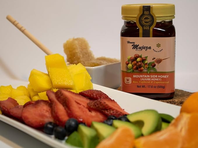 Authentic Mountain Sidr Honey – Jujube Honey Supports Mental Health Memory and Cognition 100% Natural Raw Liquid Honey Gluten Free (500g / 17.6oz)