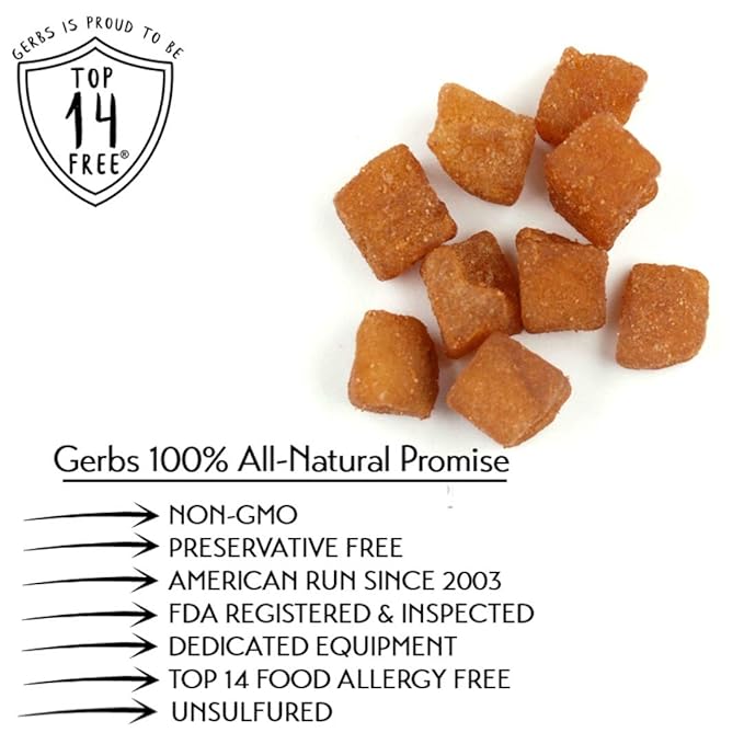 Gerbs Dried Cinnamon Sugar Apple Cubes 2 lbs. | Unsulfured No Artificial Additives Resealable Bag | Naturally Sweet &amp Spiced | Top 14 Allergen-Free