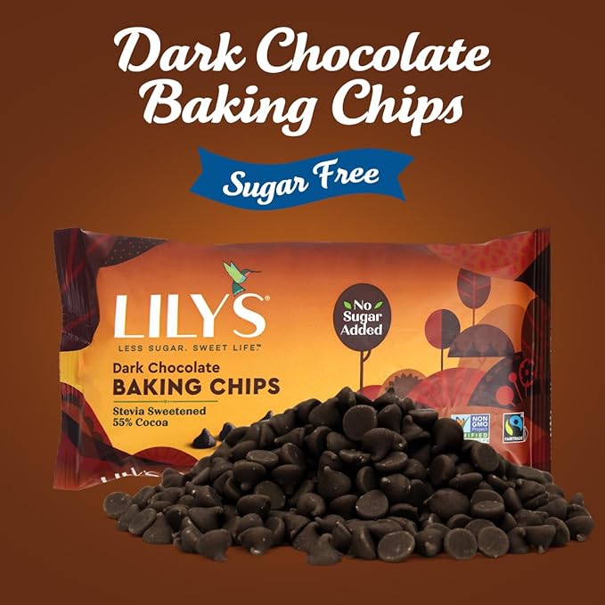 Sugar-Free Dark Chocolate Chips for Baking 2 Bags of Lily's Baking Chips 9oz Each Delicious Baking Chips Without the Sugar Perfect Dark Chocolate Chips for Keto and Diabetic-Friendly Recipes