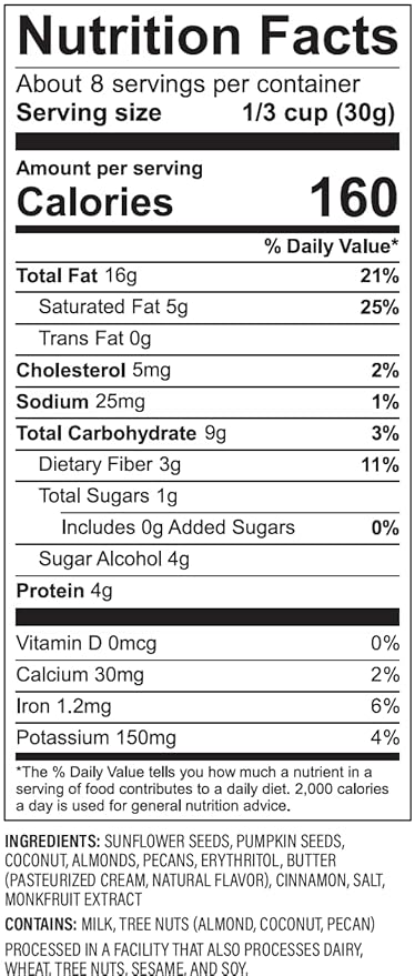 NuTrail Nut Granola Cereal Cinnamon Pecan No Sugar Added Gluten Free Grain Free Keto Low Carb Healthy Breakfast Cereal 8 Ounce (Pack of 6)…