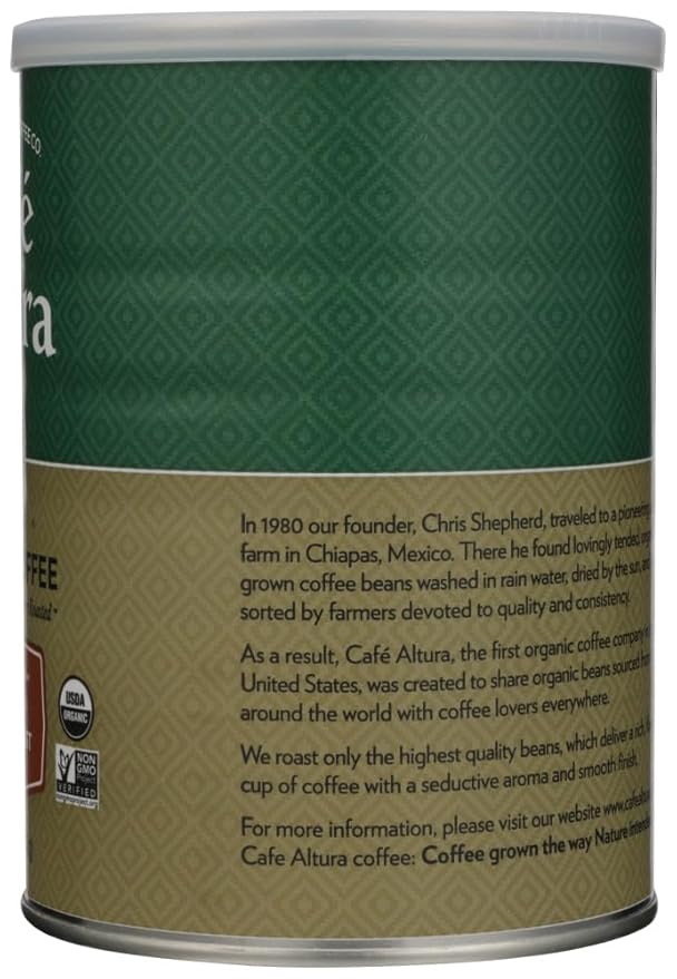 Cafe Altura Regular Roast Coffee Ground Organic 12.0 OZ (Pack of 2)