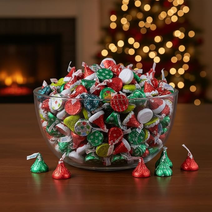 Christmas Kisses Chocolate Candy Variety Pack - 5lb Bulk Kisses and Hugs Chocolate Candy Individually Wrapped for Stocking Stuffers Secret Santa Gift Bags &amp Holiday Party Favors - Bulk Christmas