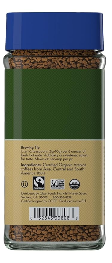 Cafe Altura Decaf Freeze Dried Instant Organic Coffee 3.53 oz Jar (Pack Of 2)