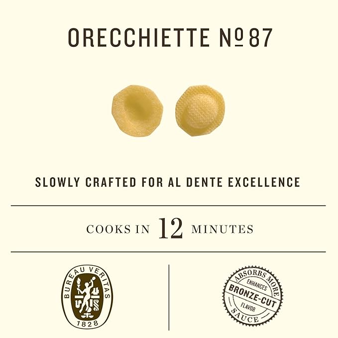 Rummo Orecchiette Pasta N.87 - Orecchiette Pasta Noodles Dry Pasta Durum Wheat Orecchiette Imported from Italy - 16 Ounce (Pack of 3)