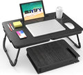 BUYIFY Foldable Laptop Bed Desk for Couch Sofa - Large Lap Desk Tray Table with Cup Holder and Tablet Slot - Portable Notebook Stand for Eating Writing Studying and WFH -NEW-006
