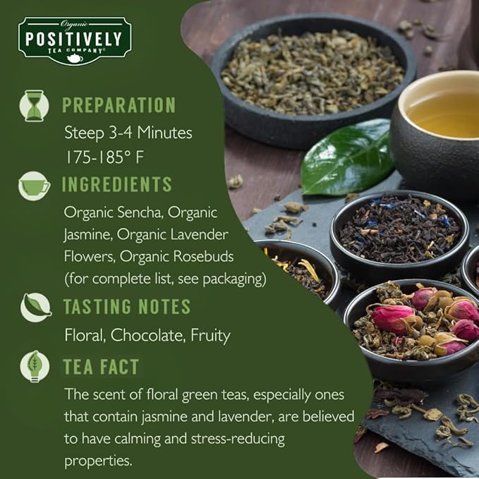 Organic Positively Tea Company Secret Garden Green Tea Loose Leaf 16 Ounce