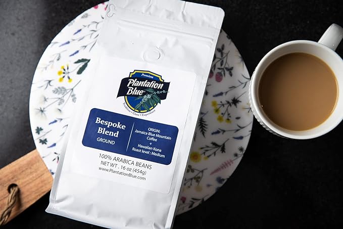 PREMIUM PLANTATION BLUE TRADITION CLASS EXPERIENCE Bespoke Blend of Blue Mountain &amp Kona Coffee Ground (1lb)