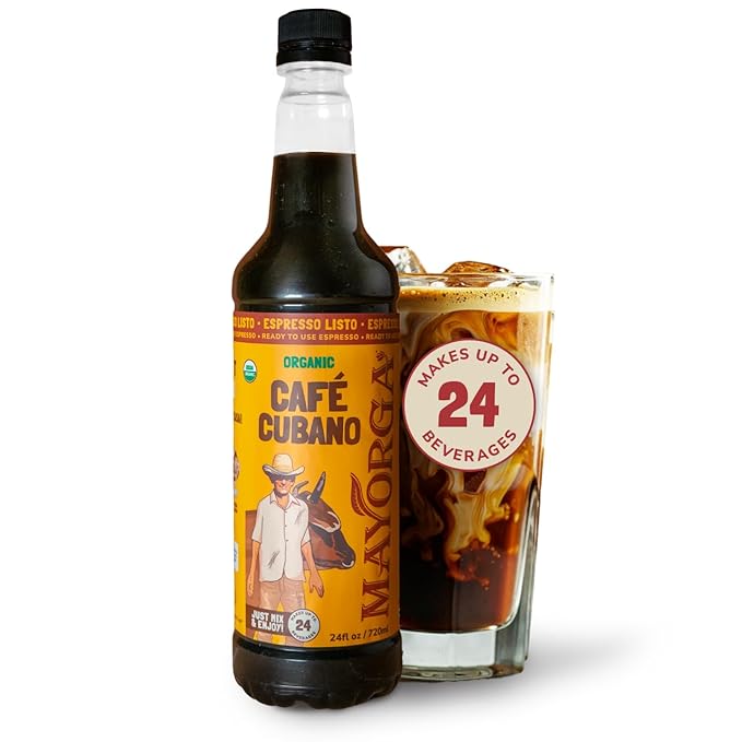 Mayorga Espresso Listo Coffee Concentrate Organic Espresso Ready-to-Drink Coffee 24 Servings Bottle Bold Smooth Flavor Cold Brew Coffee Barista-Quality Sustainably Sourced - 24.35 fl oz