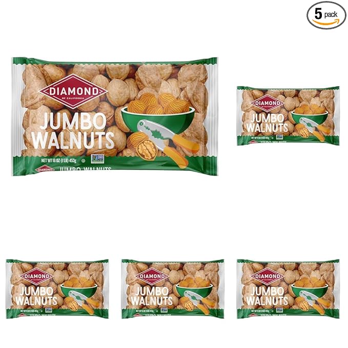 DIAMOND Jumbo California Walnuts 16 OZ (Pack of 5)