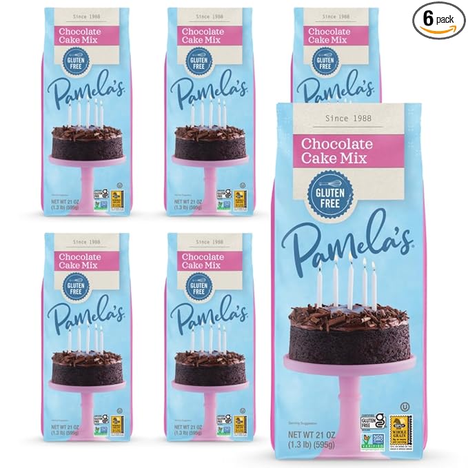 Pamela's Gluten Free Chocolate Cake Mix Dairy Free Kosher 21-Ounce Bag (Pack of 6)