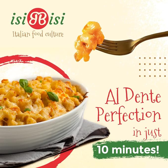 isiBisi Gluten-Free Elbow Pasta 5-Pack - Artisanal Corn and Rice Noodles - Non GMO Vegan Made in Italy (1/2-Pound)