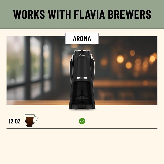 Flavia Lavazza Momento Elegance 12 oz Coffee Freshpacks works only with Flavia Aroma Brewer Dark Roast (Case of 38)