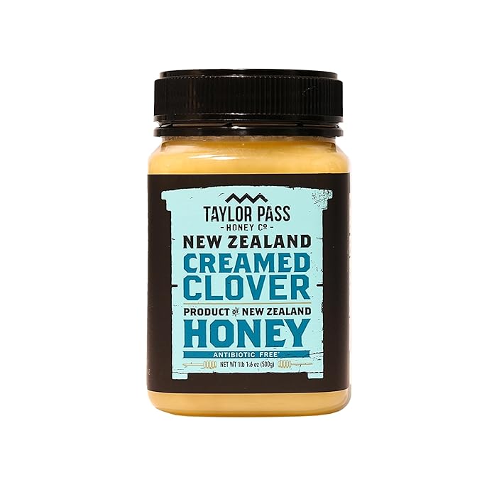 Taylor Pass Honey Co Creamed Clover Honey | Raw Creamed New Zealand Honey | Naturally Sweet &amp Velvety | Non-GMO Halal B Corp Certified | BPA-Free Jar | 1 lb 1.6 oz