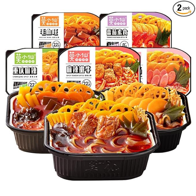 Moxiaoxian Asian Hotpot Self Heating Hot Pot no Electric Spicy Ramen noodle (Spicy Plusbeef 2 boxes)