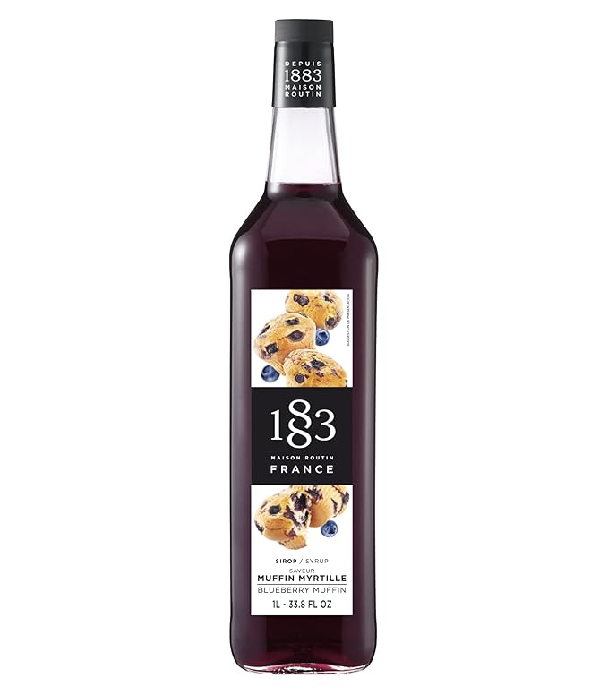 1883 Blueberry Muffic Syrup for Drinks Made in France 1 Liter Glass Bottle