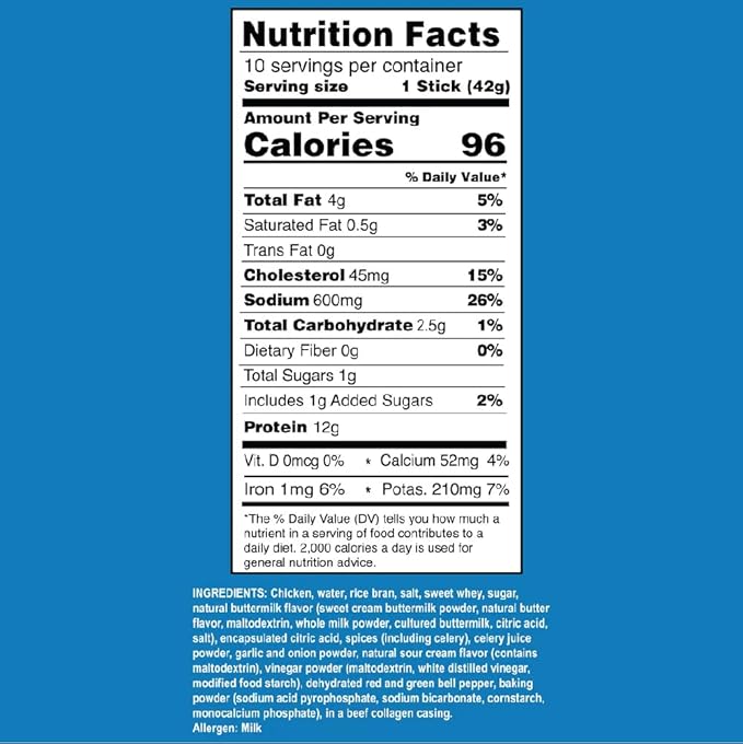 Ostrim (1.5oz) Chicken High Protein Snack Stick Ranch Flavor (Pack of 10)