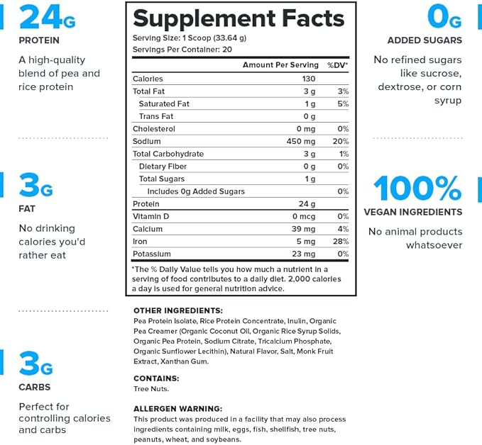 LEGION Plant+ Vegan Protein Powder Vanilla - Rice and Pea Plant Based Protein Blend. Gluten Free GMO Free Naturally Sweetened and Flavored 20 Servings (Vanilla)
