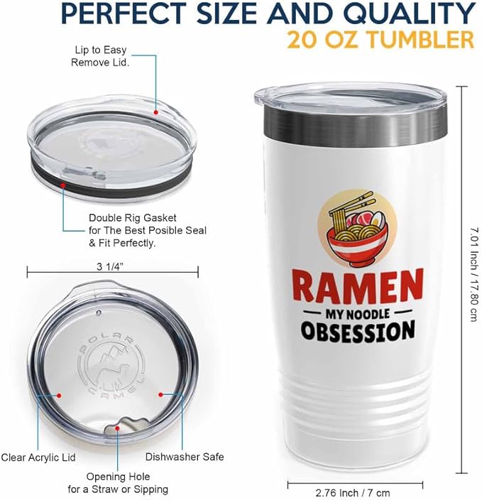 Ramen Lover White Edition Viking Tumbler 20oz - my noodle obsession - Food Lovers chicken pumpkin vegan pantry spicy noodles