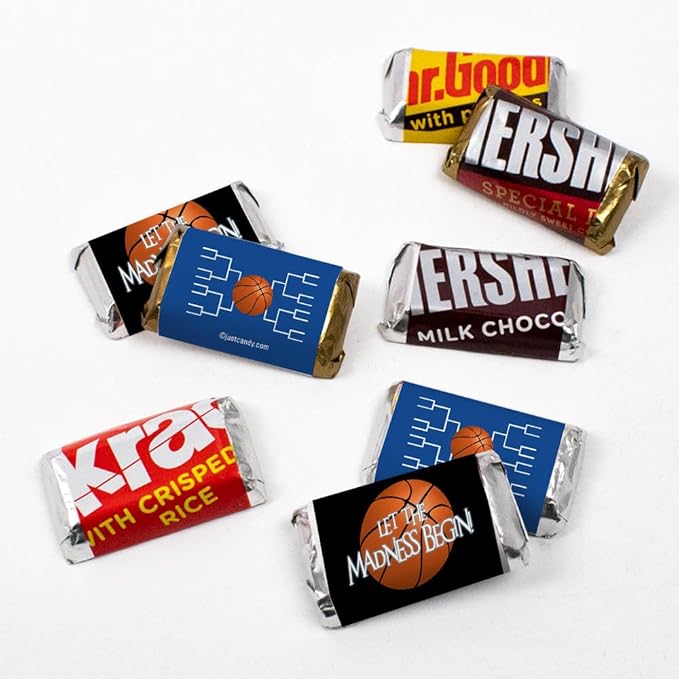 100ct Basketball Party Favors Wrappers for Miniatures Let the Madness Begin (100 Count) - Blue - Candy Not Included