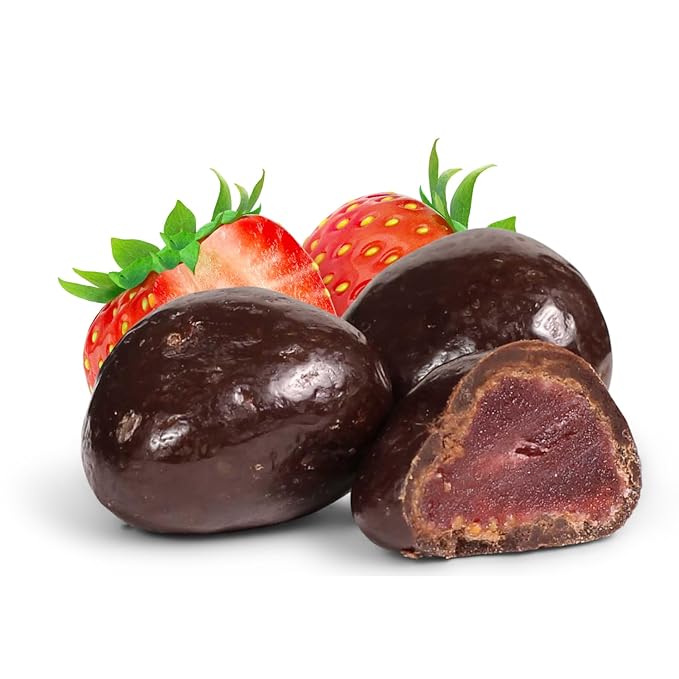 Dark Chocolate Covered Dried Strawberries by It's Delish 55 OZ Jumbo Container | Gourmet Dark Chocolate Covered Strawberry Fruit Snacks Bulk Chocolate Candy | Vegan Kosher