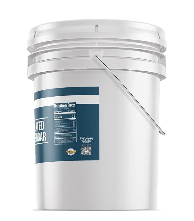 Earthborn Elements Granulated White Sugar 5-Gallon Bucket Baking &amp Kitchen Staple Non GMO (35 Pounds)