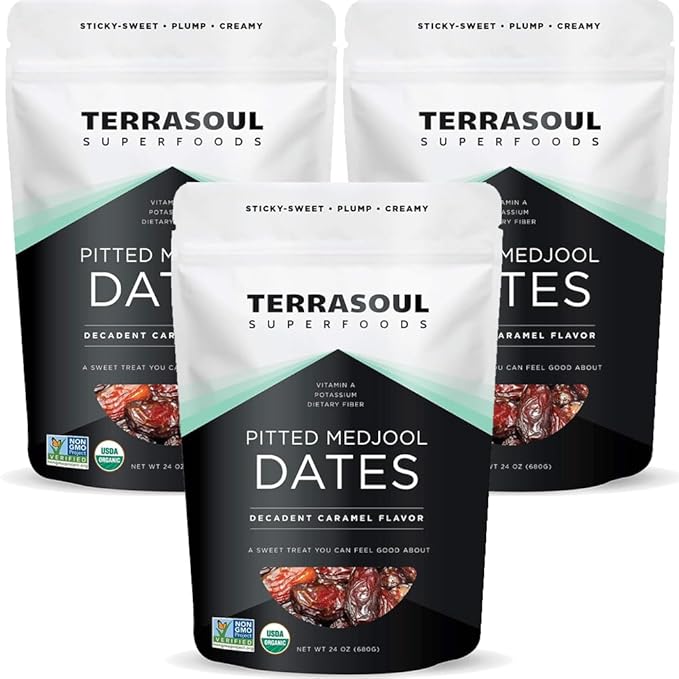 Terrasoul Superfoods Organic Pitted Medjool Dates 4.5 Lbs (Pack of 3) - Pits Removed | Soft Chewy Texture | Sweet Caramel Taste