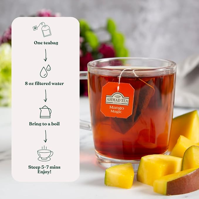 Ahmad Tea Mango Magic Black Tea 20-Count Boxes (Pack of 6)