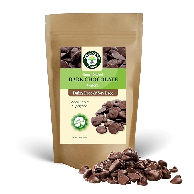 Good Balance Health Dark Chocolate Wafers Semi Sweet Dairy Free Soy Free Melting Chocolate for Deserts Baking Fondue Dipping Decorations 1 Resealable Bag 24oz total