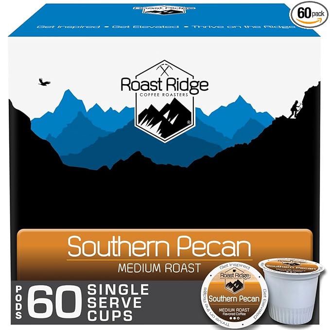 Roast Ridge Single Serve Coffee Pods for Keurig K-Cup Brewers Medium Roast Southern Pecan 60 Count