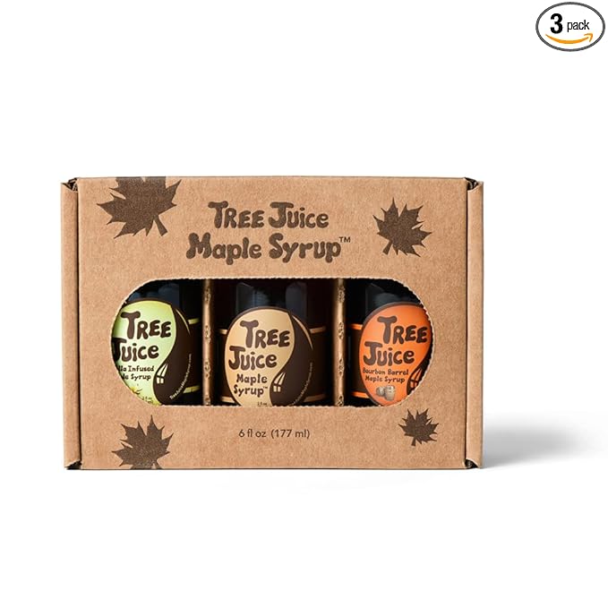 Tree Juice Maple Syrup Gift Box | Gift for Birthdays Corporate Holidays and more | 3-2 ounce bottles