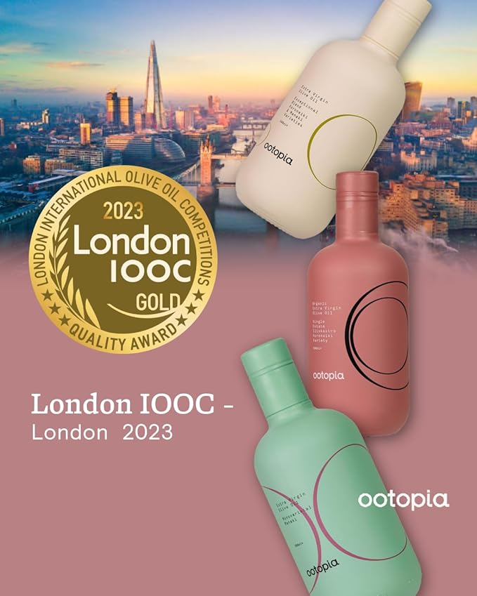 Ootopia Greek Extra Virgin Olive Oil - Organic Koroneiki and Manaki Oil Blend Made from 100% Pure Early Harvest Koroneiki and Manaki Olives - Polyphenol Rich Glass Bottle (8.45 fl oz)