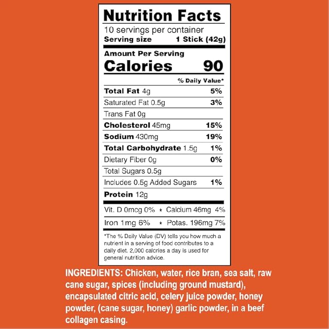 Ostrim Chicken Jerky Snack Sticks-Buffalo Wing Flavor 1.5 oz (Pack of 10)