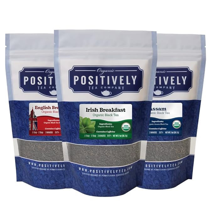 Organic Positively Tea Company Black Tea Sampler Loose Leaf 4 Ounce 3 Pack