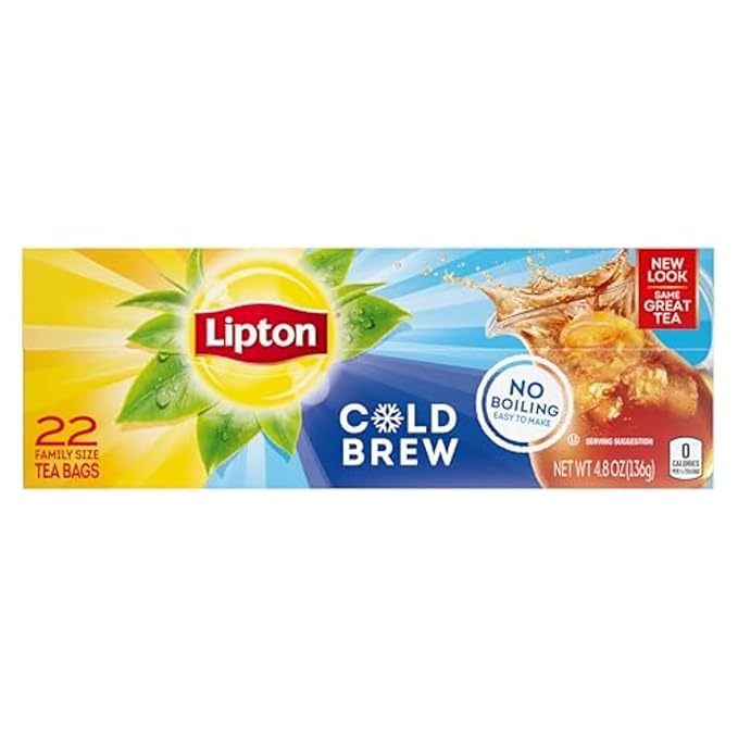 Lipton Cold Brew Family Size Tea Bags Original &amp Decaf 22 CT (2ea) (Variety Pack)