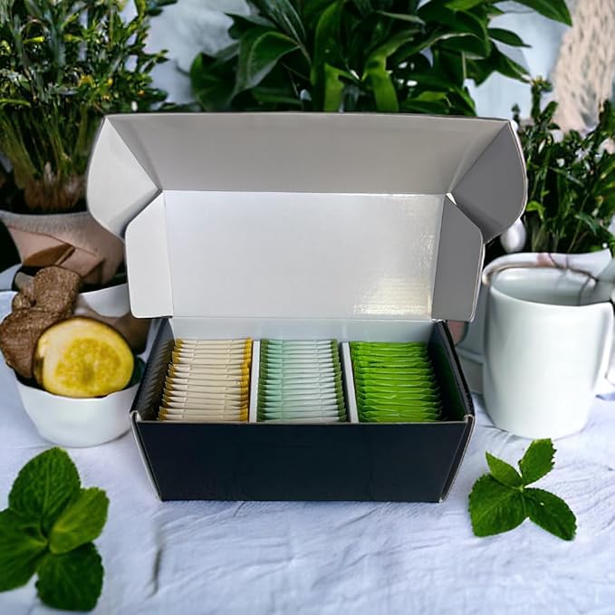 Ultimate Cold Buster Variety Set: Lemon Ginger Peppermint &amp Peach Ginger Tea Bags - 60 pcs with Honey Sticks &amp Recipe eBook