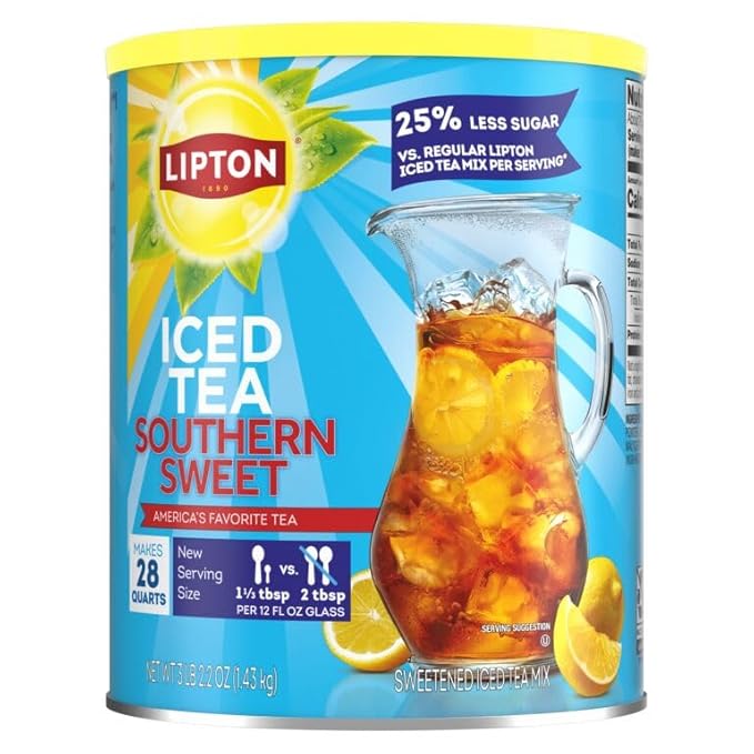 Lipton Southern Sweet Reduced Sugar Iced Tea Mix 28QT (Pack of 2)