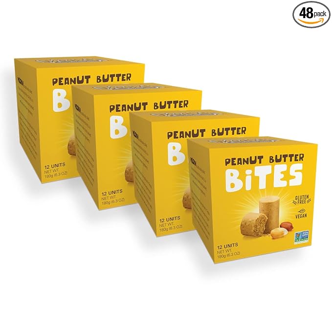 PASOKIN | Natural Peanut Butter Snack | Creamy PB Bites | Gluten Free Vegan Protein | Pacoca Made in USA 4 Boxes with 12 Bites (48 Bites)