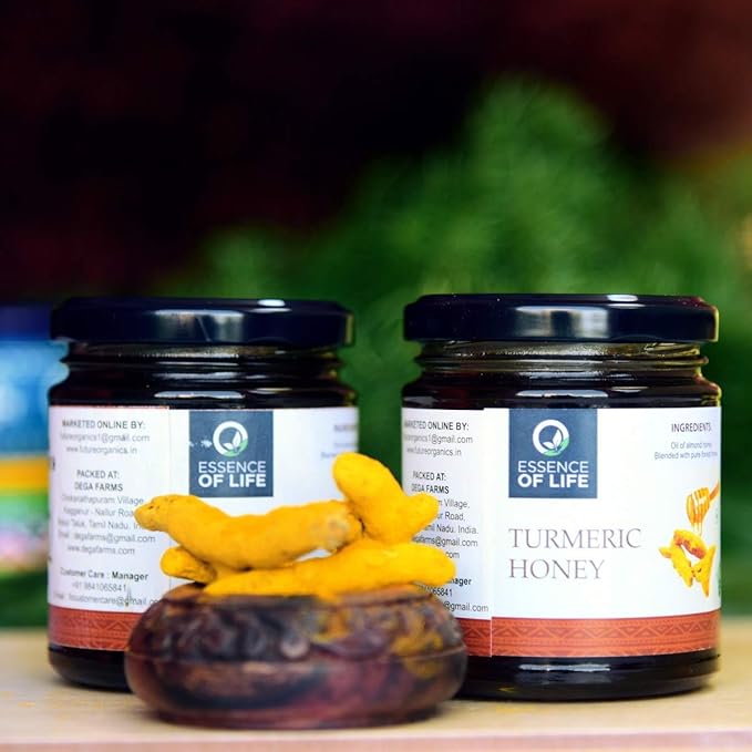 Essence of Life Ginger Honey &amp Turmeric Honey ( Both 250 Grams ) - Made with Natural Organic Ingredients