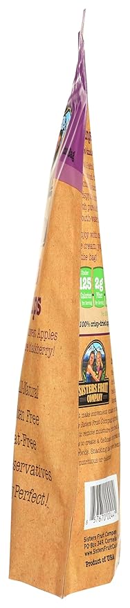 Sisters Fruit Company Blackberry Apple Chips All-Natural No Preservatives Fat-Free (Contains SIX 2.25 OZ. Bags)