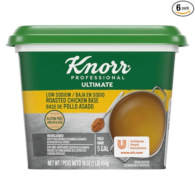 Knorr Professional Ultimate Low Sodium Chicken Paste Base Gluten Free No Artificial Flavors or Preservatives No MSG added Colors from Natural Sources 1 Pound (Pack of 6)