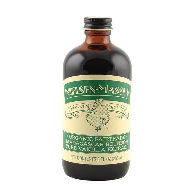 Nielsen-Massey Organic Fairtrade Madagascar Bourbon Pure Vanilla Extract for Baking and Cooking 8 Ounce Bottle