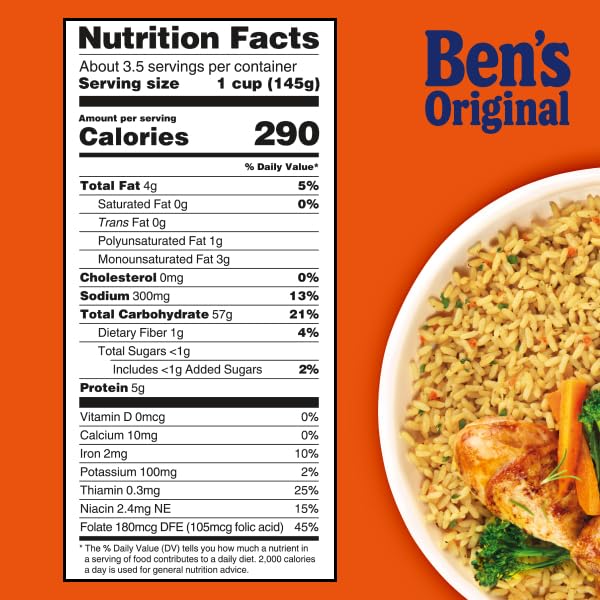 BEN'S ORIGINAL READY RICE Roasted Chicken Flavored Family Size Rice Easy Dinner Side 17.3 oz Pouch (Pack of 6)