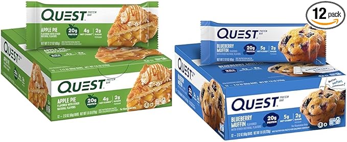 Quest Nutrition Apple Pie Protein Bar 20g Protein 4g Net Carbs 2g Sugar Gluten Free &amp Blueberry Muffin Protein Bars High Protein Low Carb Gluten Free Keto Friendly