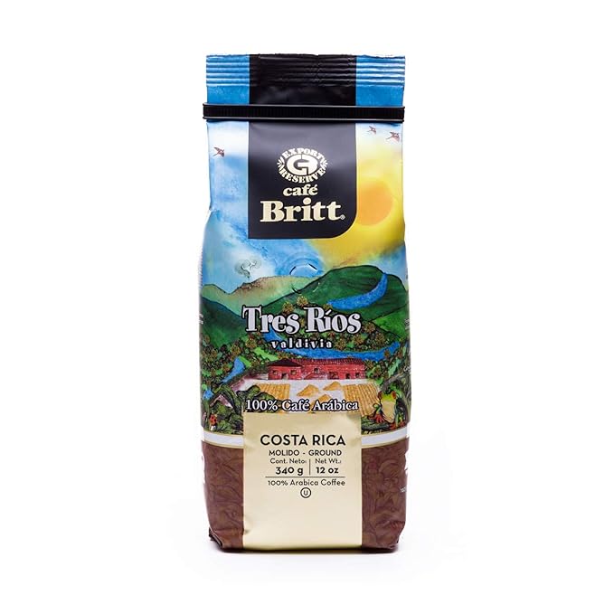 Café Britt® - Costa Rican Tres Rios Valdivia Coffee (12 oz.) (3-Pack) - Ground Arabica Coffee Kosher Gluten Free 100% Gourmet &amp Medium Light Roast