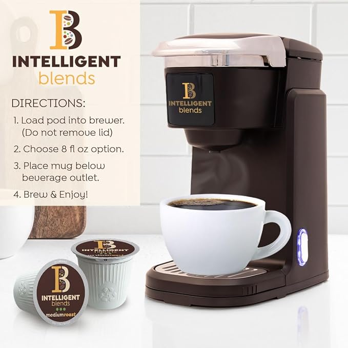 Intelligent Blends Medium Dark Roast Coffee Pods 100 ct Single Serve Pods – 100% Arabica Coffee Compatible with Keurig K Cups Maker